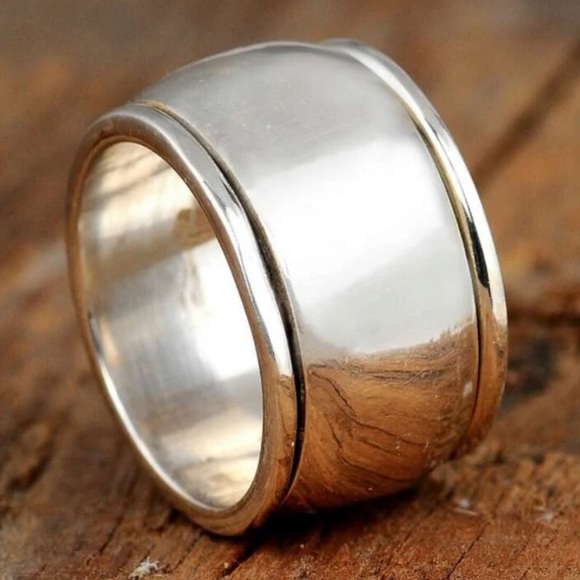 New Wide Band Smooth Polish Silver Gold Copper Band Ring /Chunky Cigar Band Ring - Picture 6 of 16